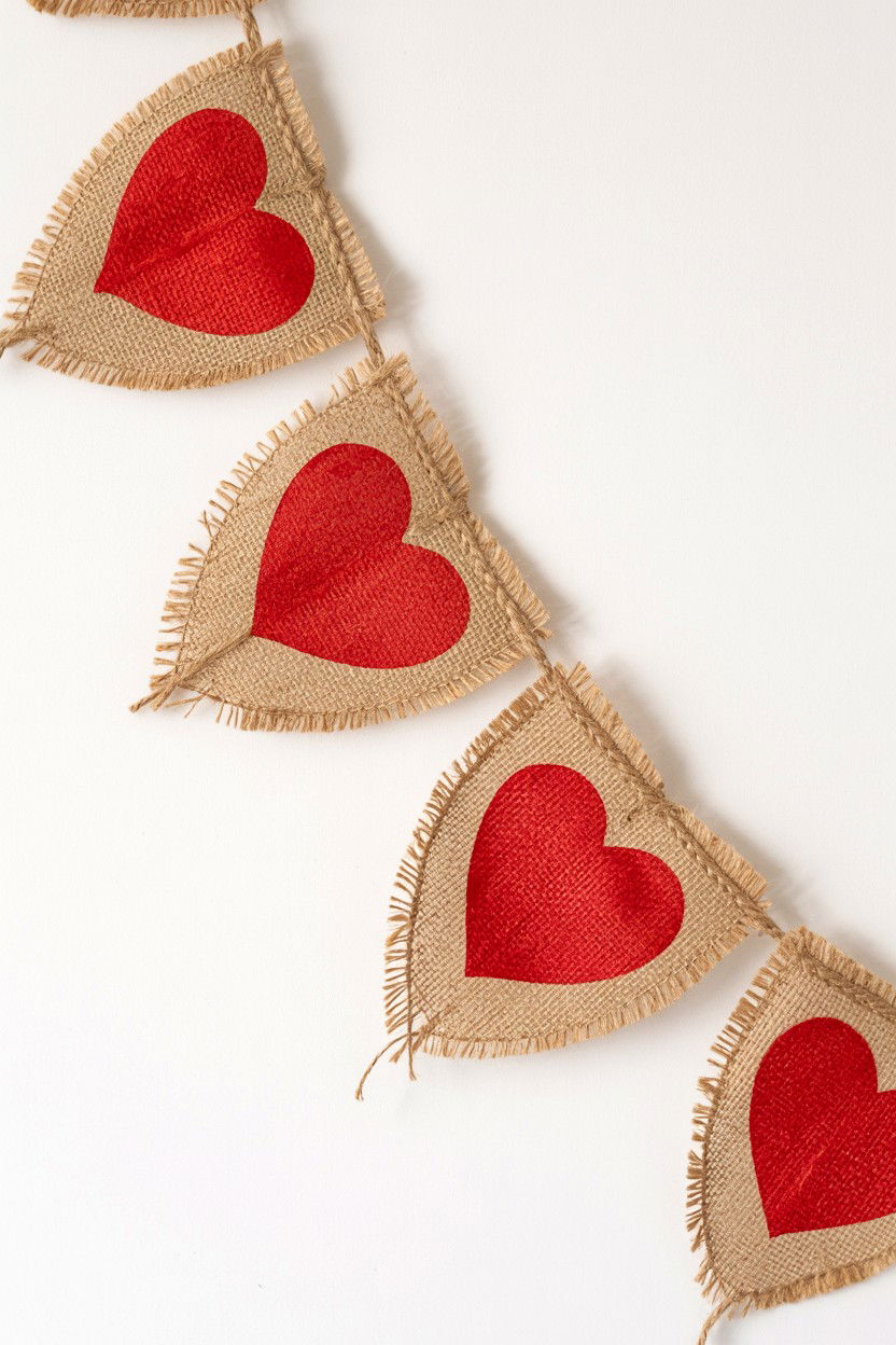 Burlap Heart Garland - 25 Valentine's Day Garland Ideas