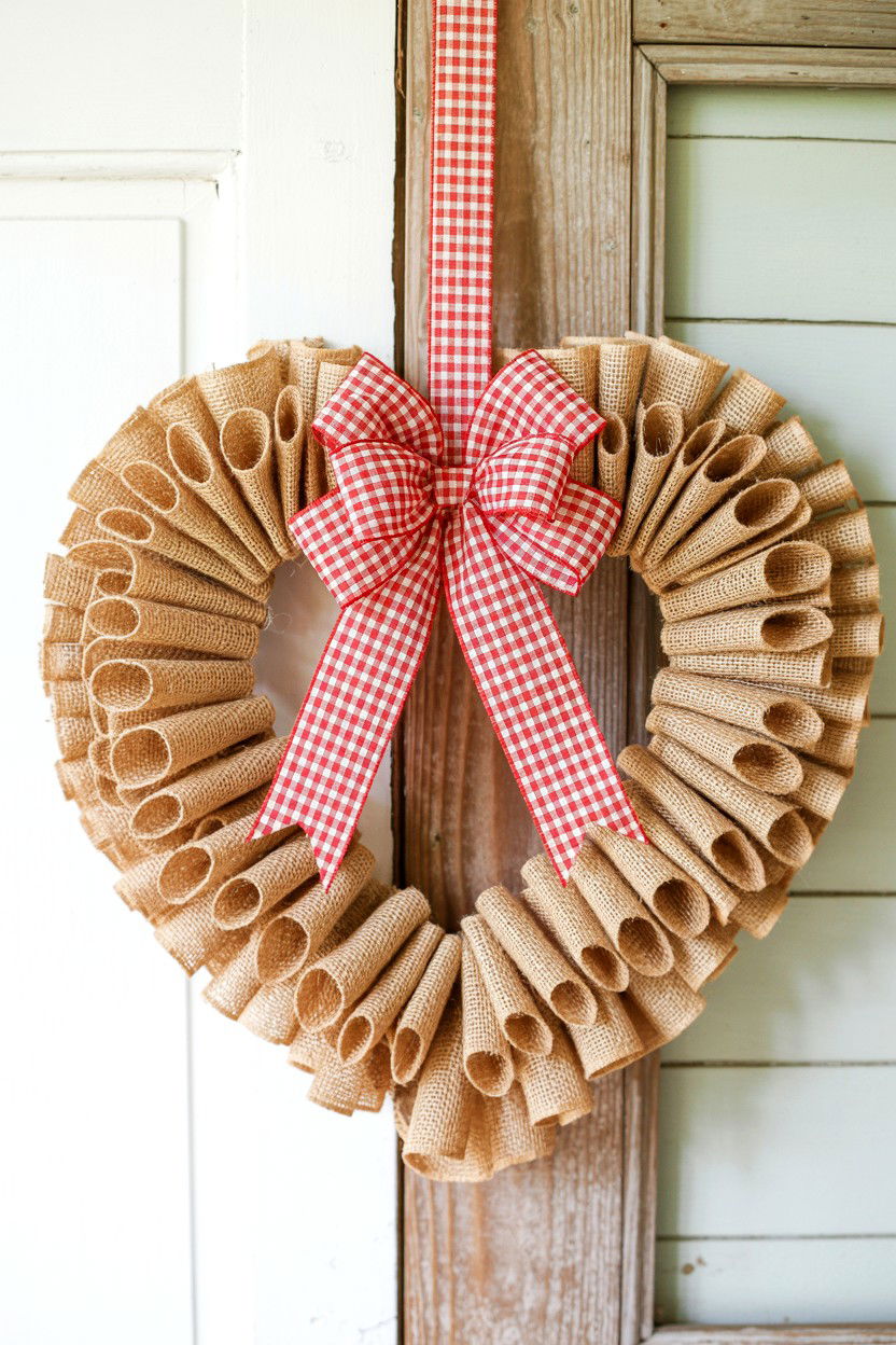 Burlap Heart - 25 Elegant Valentine's Day Wreath Ideas