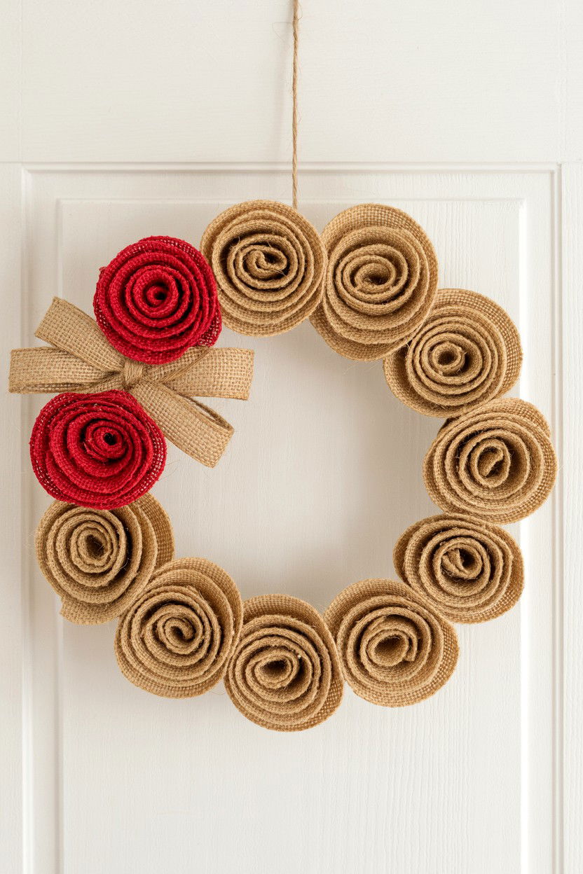 Burlap Rose Wreath - 25 Rose Valentine's Day Wreath Ideas