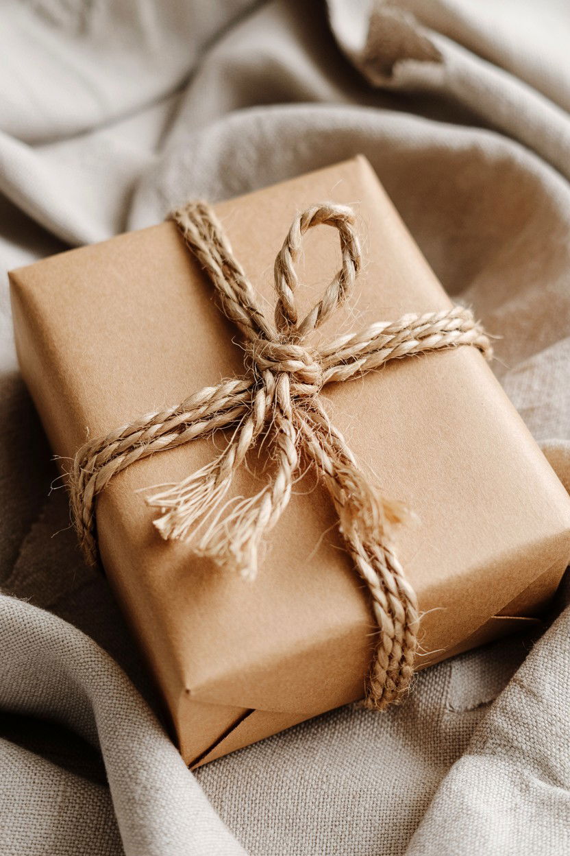 Burlap String Knot - 25 Valentine's Day Kraft Paper Wrap Ideas