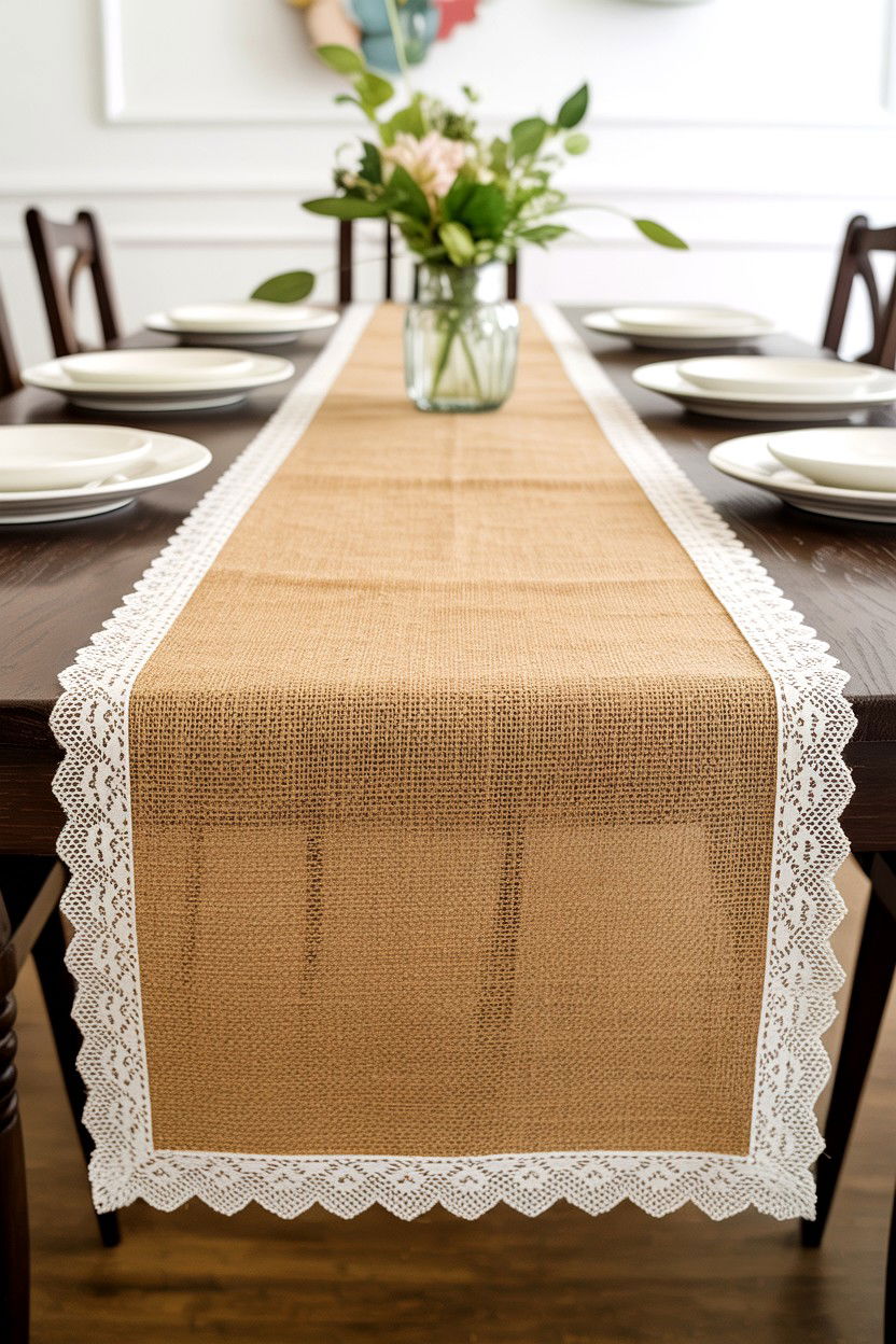 Burlap Table Runner - 25 Rustic Valentine's Day Decorations
