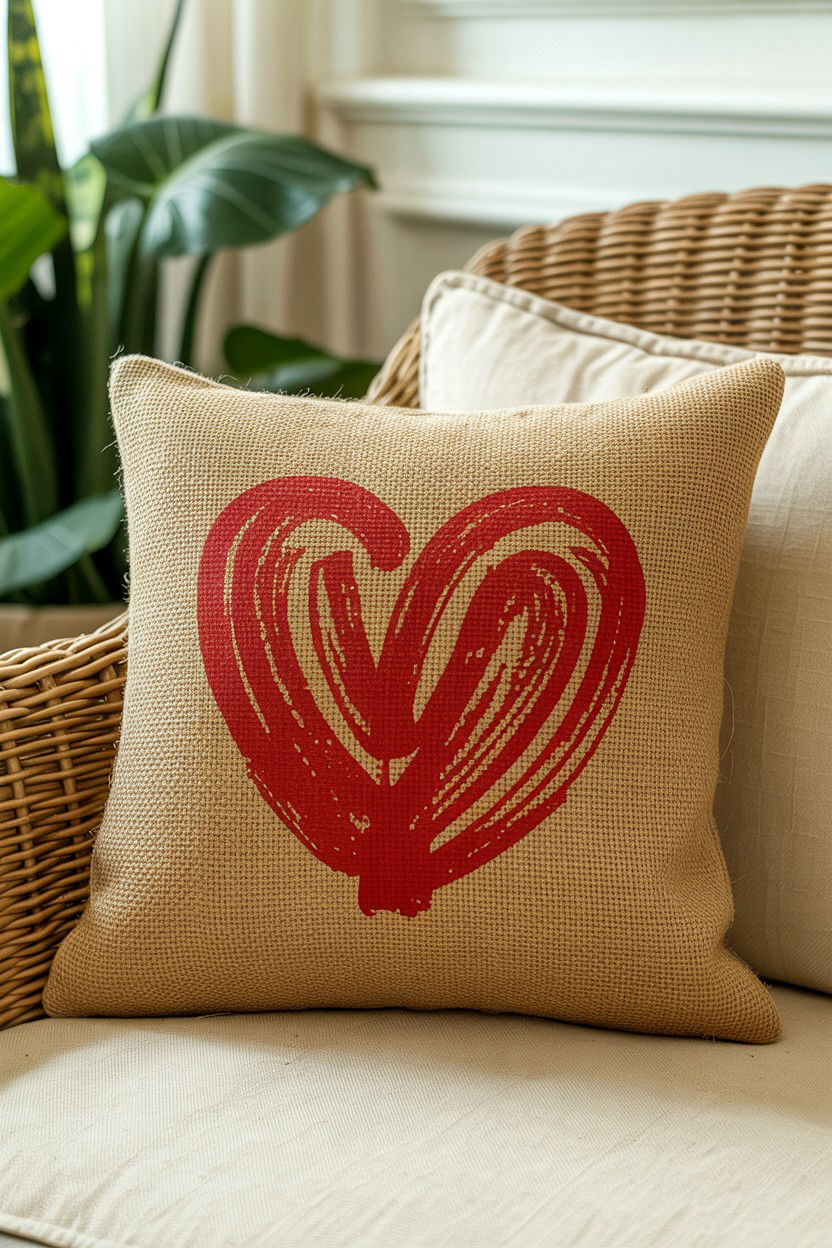 Burlap Valentine Pillow - 25 Valentine's Day Pillow Ideas