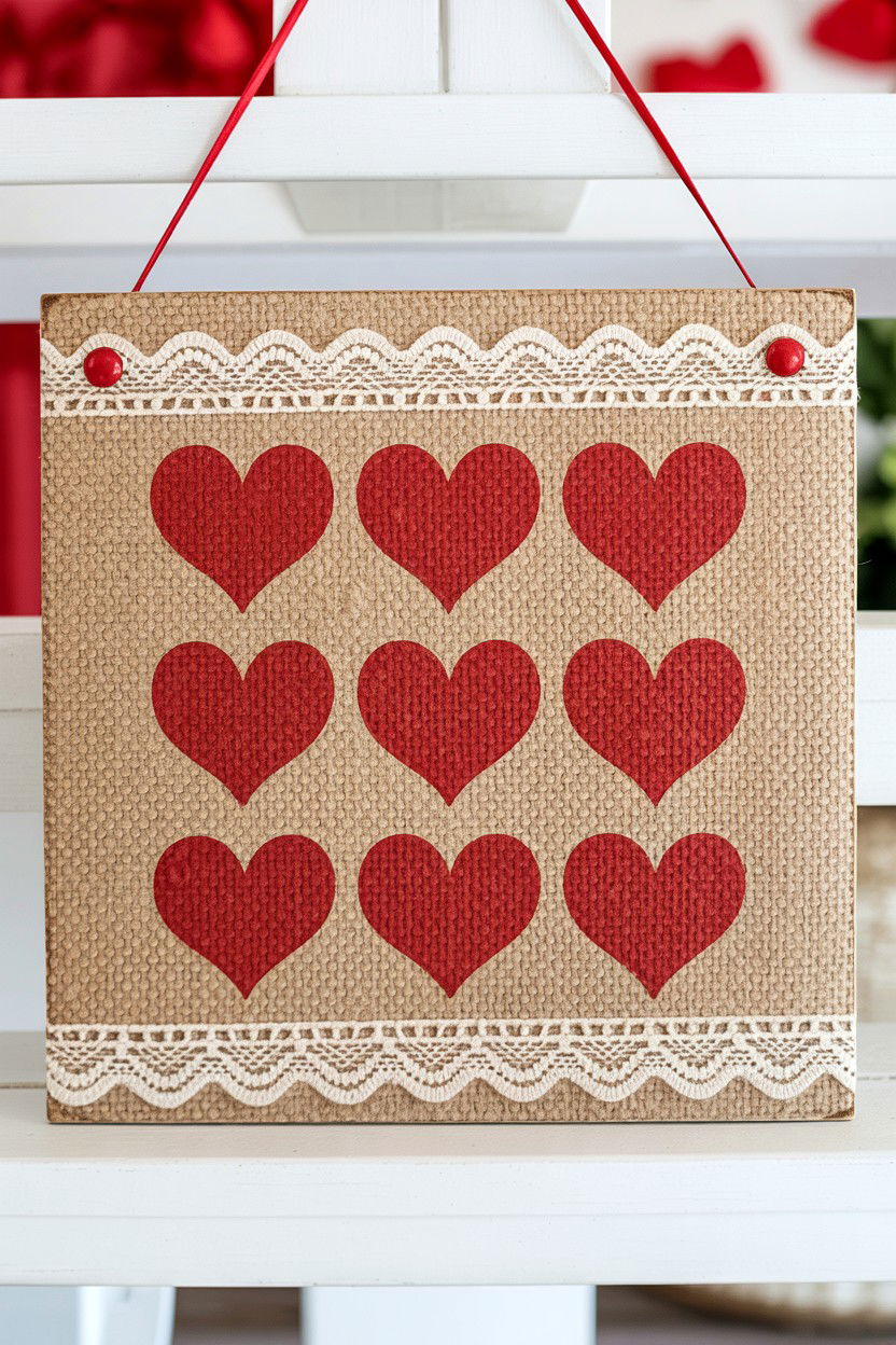 Burlap Valentine Sign - 25 Valentine's Day Porch Sign Ideas