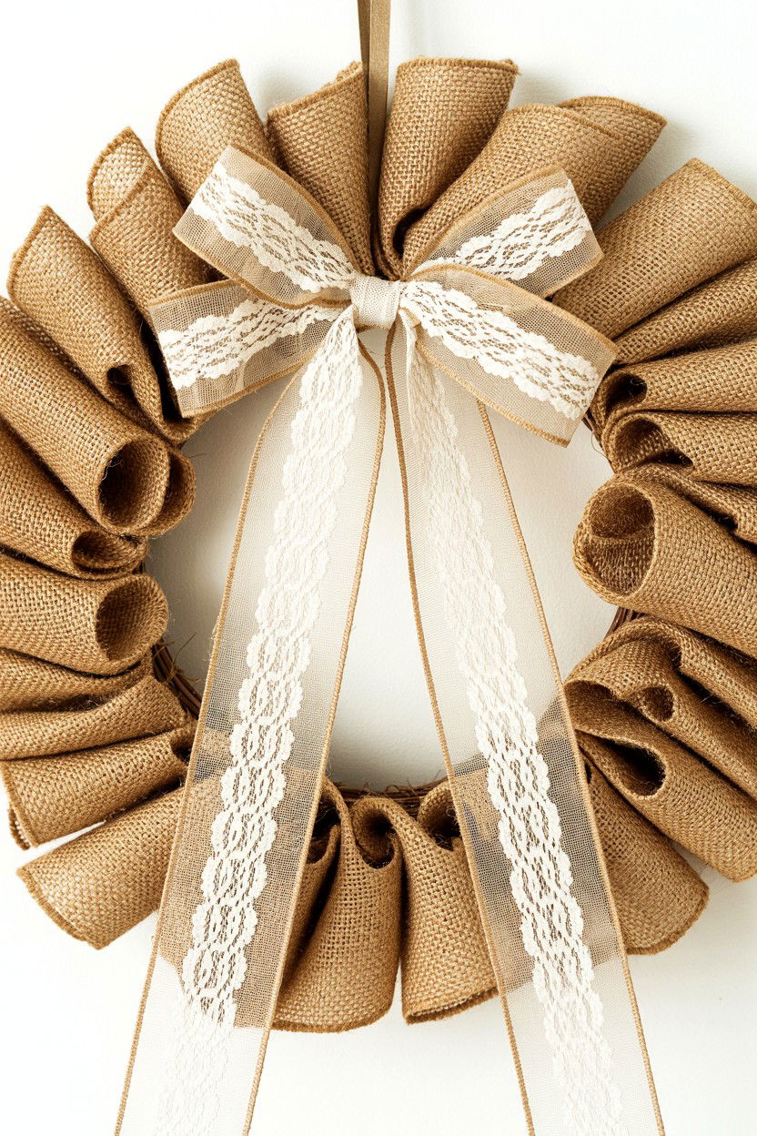 Burlap and lace wreath - 25 Vintage Valentine's Day Wreath Ideas