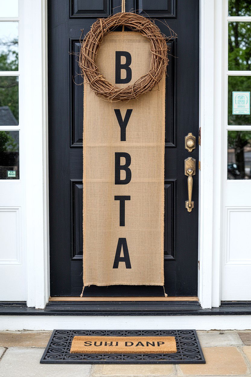 Burlap door sign - 25 Valentine's Day Welcome Sign Ideas