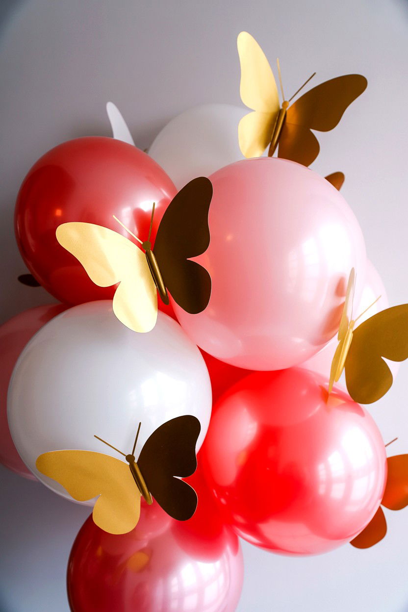 Butterfly Balloon Decoration - 25 Valentine's Day Balloon Bouquet Ideas