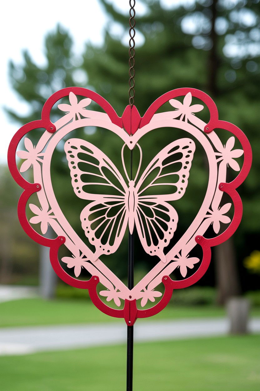 Butterfly Heart Wind Spinner - 25 Valentine's Day Wind Spinner Ideas
