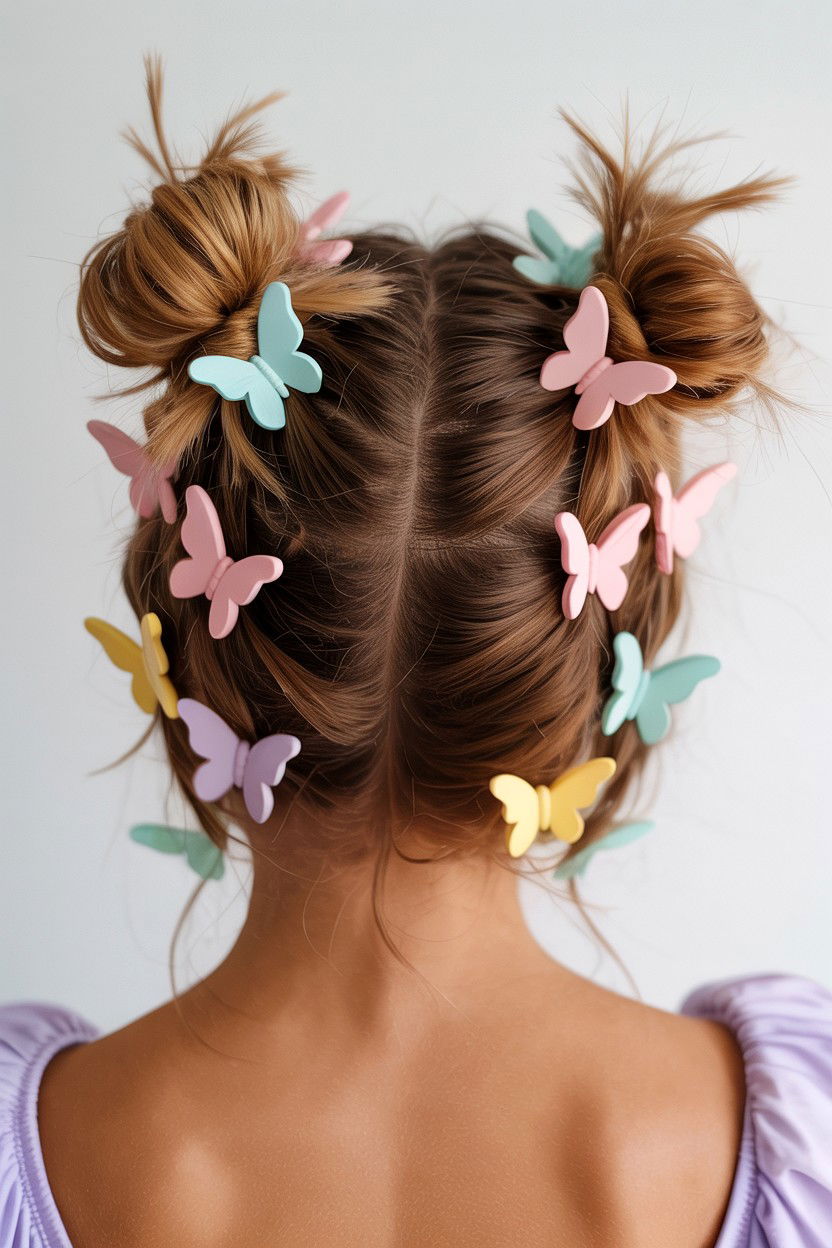Butterfly clip space buns - 25 Valentine's Day Space Buns Ideas