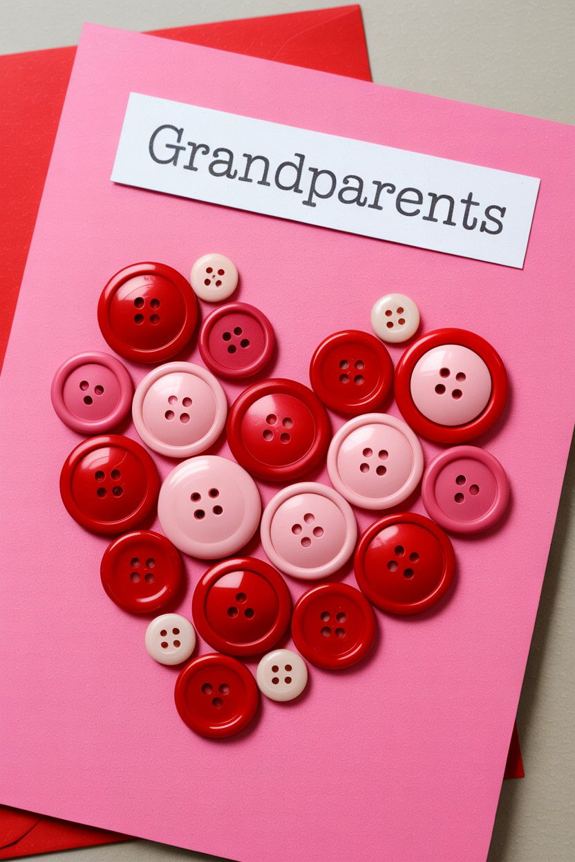 Button Heart Card - 25 Valentine's Day Cards for Grandparents