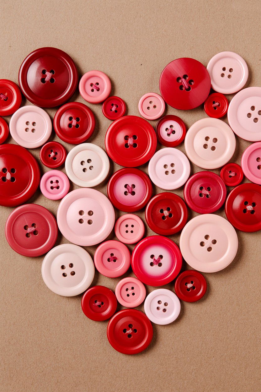 Button Layered Card - 25 Layered Valentine's Day Card Ideas