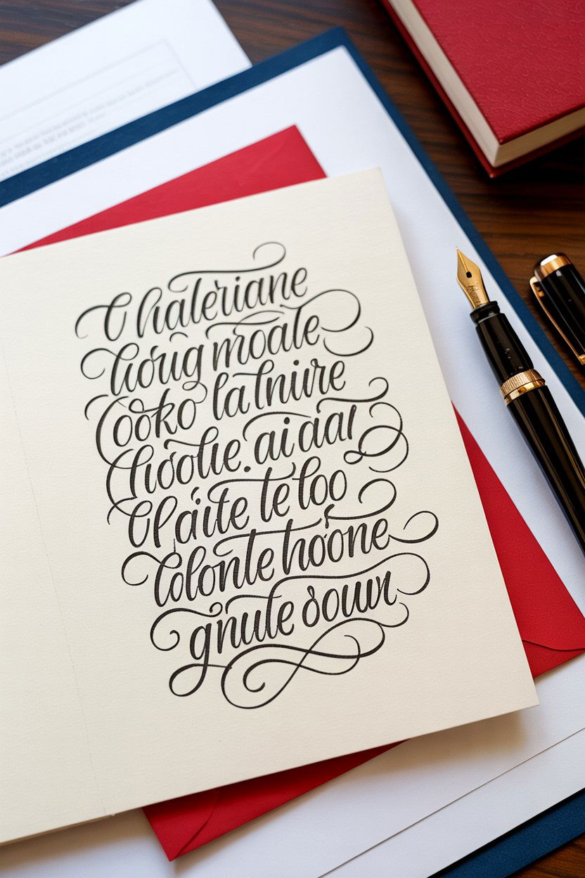 Calligraphy Valentine Card - 25 Handmade Valentine's Day Cards