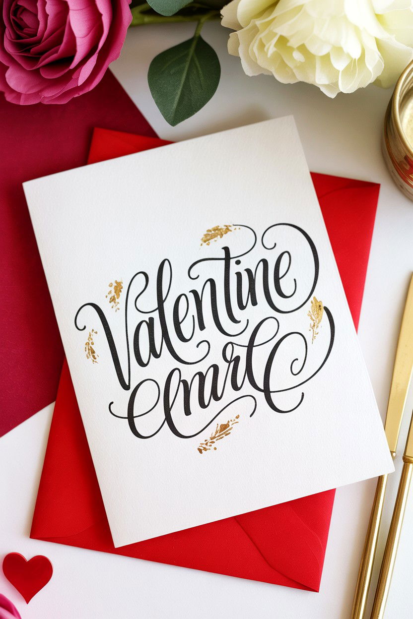 Calligraphy Valentine Card - 25 Valentine's Day Cards for Parents