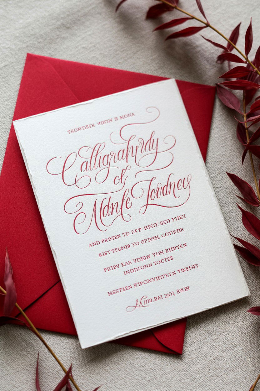 Calligraphy Wedding Invitation - 25 Valentine's Day Wedding Invitation Ideas