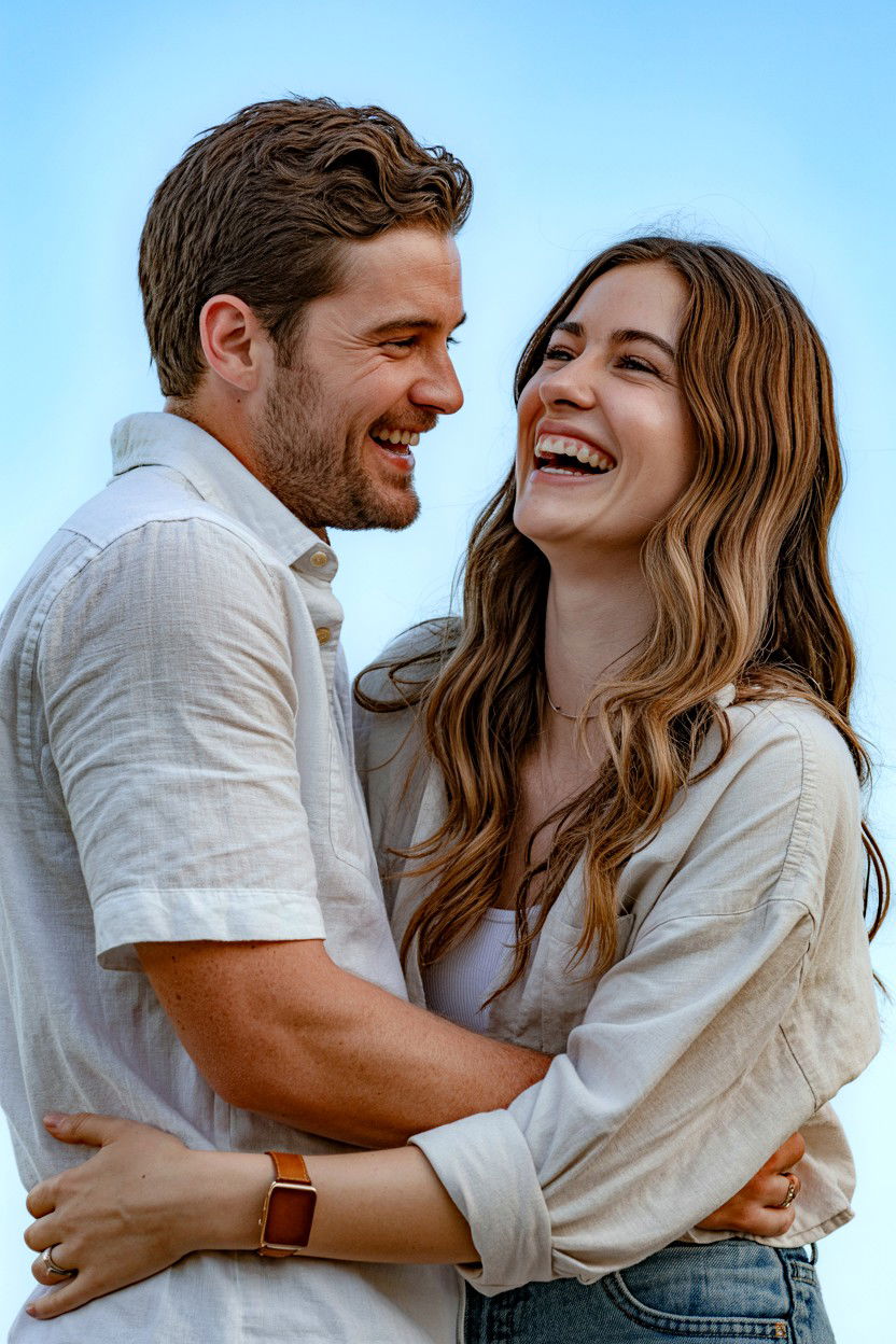 Candid laughing couple photo - 25 Valentine's Day Photo Card Ideas