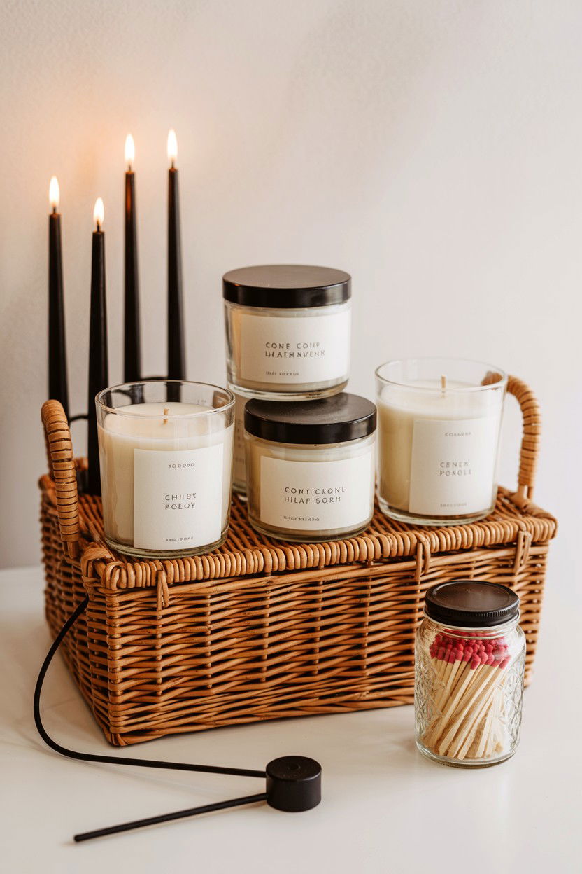 Candle Gift Basket - 25 Valentine's Day Cozy Gift Basket Ideas