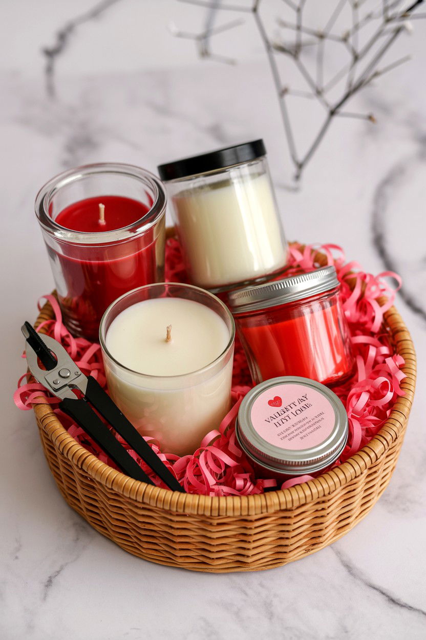 Candle Gift Basket - 25 Valentine's Day Gift Basket Ideas for Her