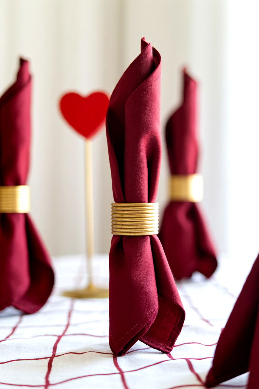 Candle Napkin Fold - 25 Valentine's Day Napkin Folding Ideas