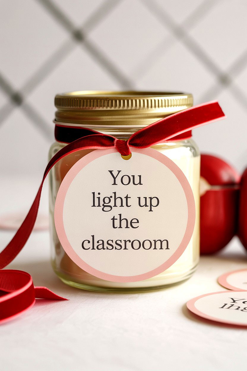Candle Teacher Valentine Tag - 25 Valentine's Day Teacher Gift Tag Ideas