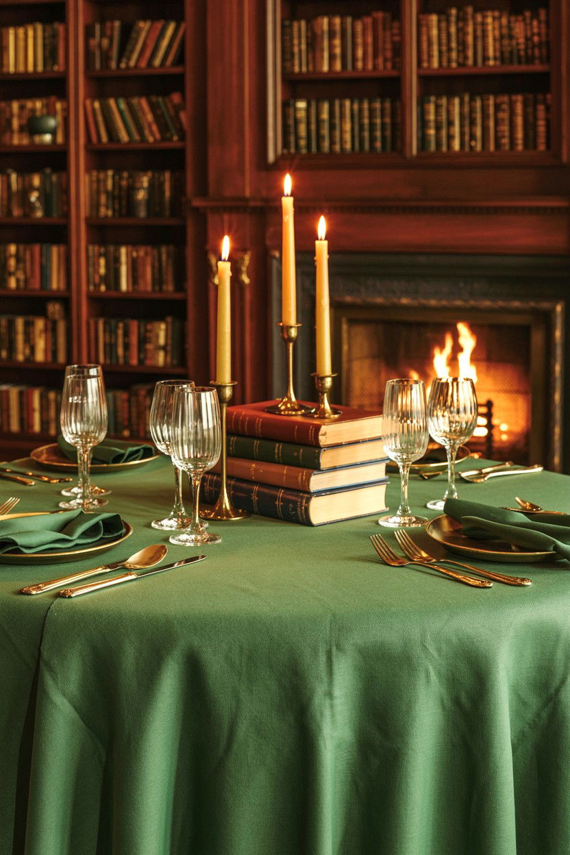 Candlelit Library Dinner - 25 Dark Academia Valentine's Day Ideas