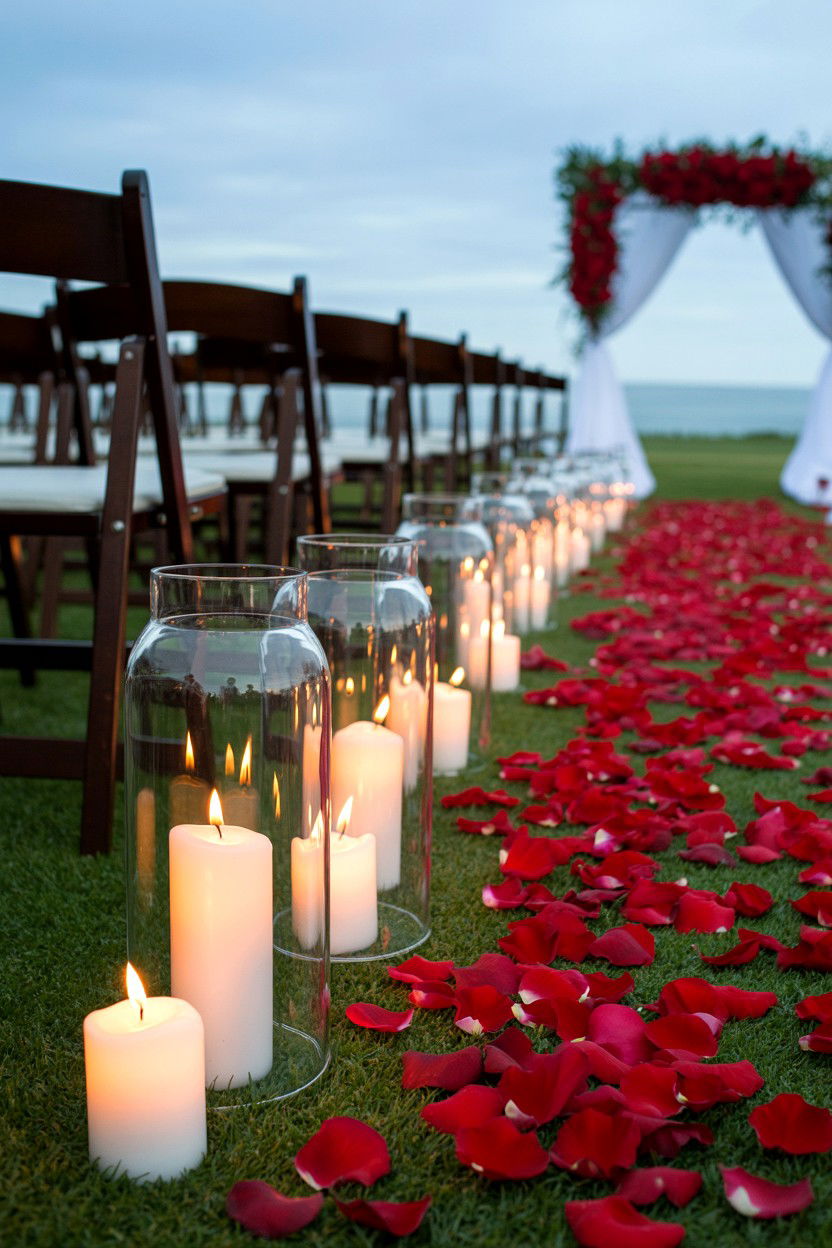 Candlelit Wedding Aisle - 25 Valentine's Day Wedding Decor Ideas