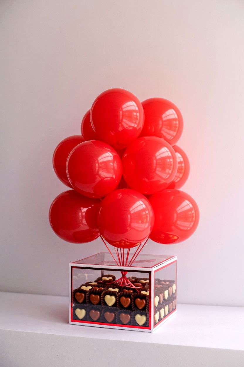 Candy Balloon Box - 25 Valentine's Day Balloon Box Ideas