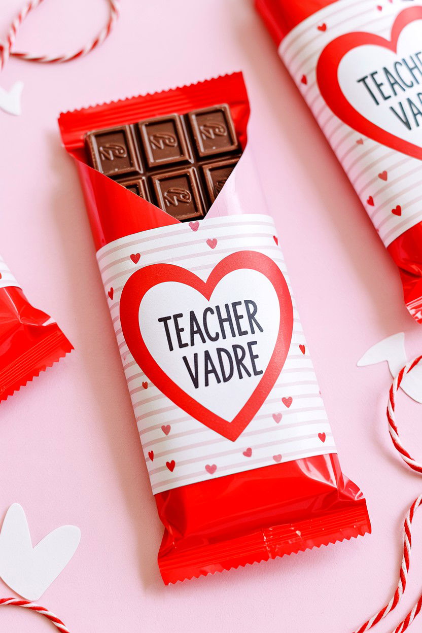 Candy Bar Teacher Valentine Card - 25 Valentine's Day Cards for Teachers