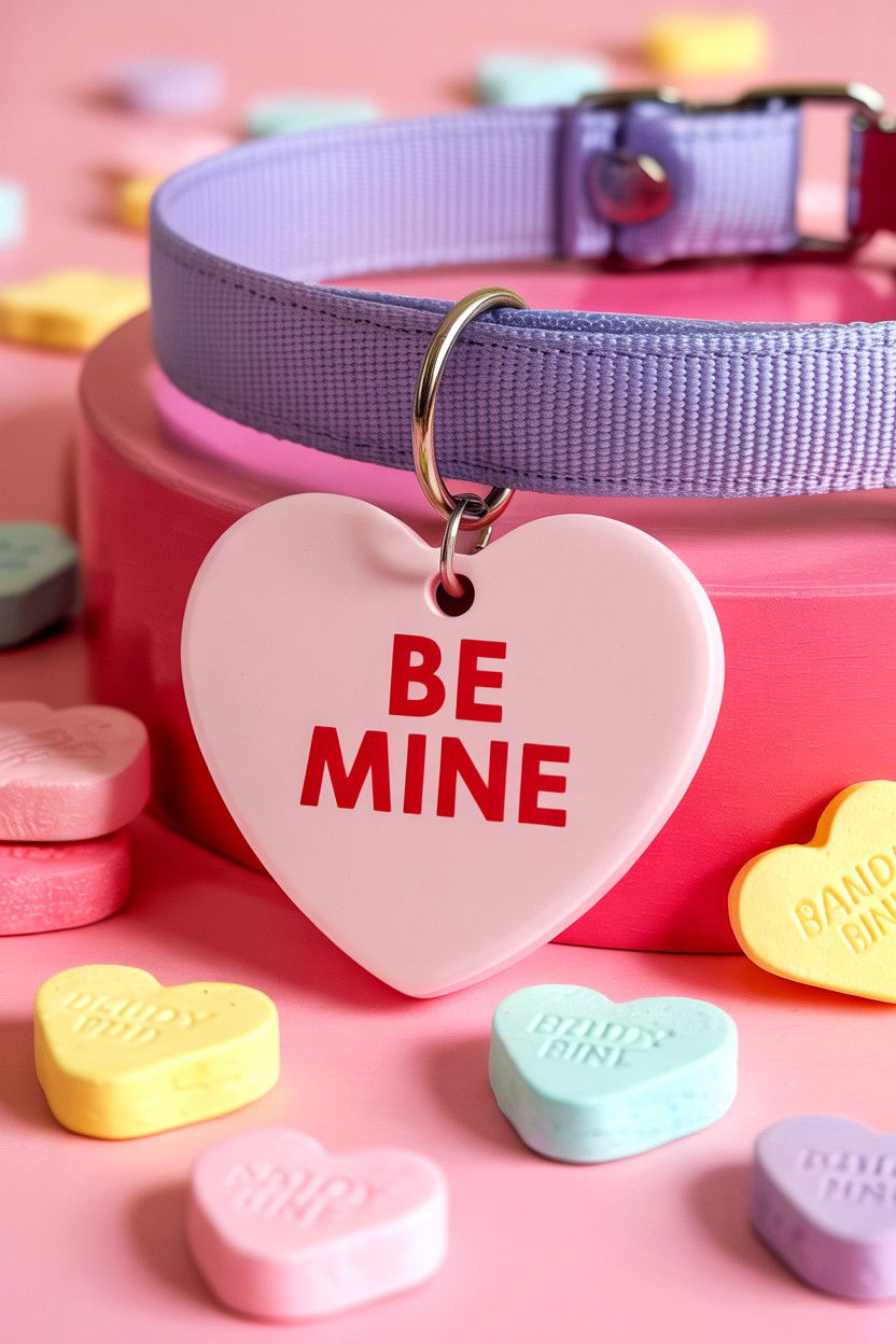 Candy Conversation Heart Tag - 25 Valentine's Day Pet Tag Ideas