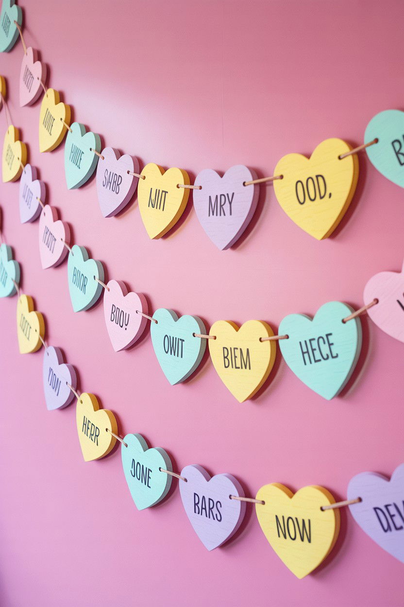 Candy Heart Garland - 25 Valentine's Day Garland Ideas