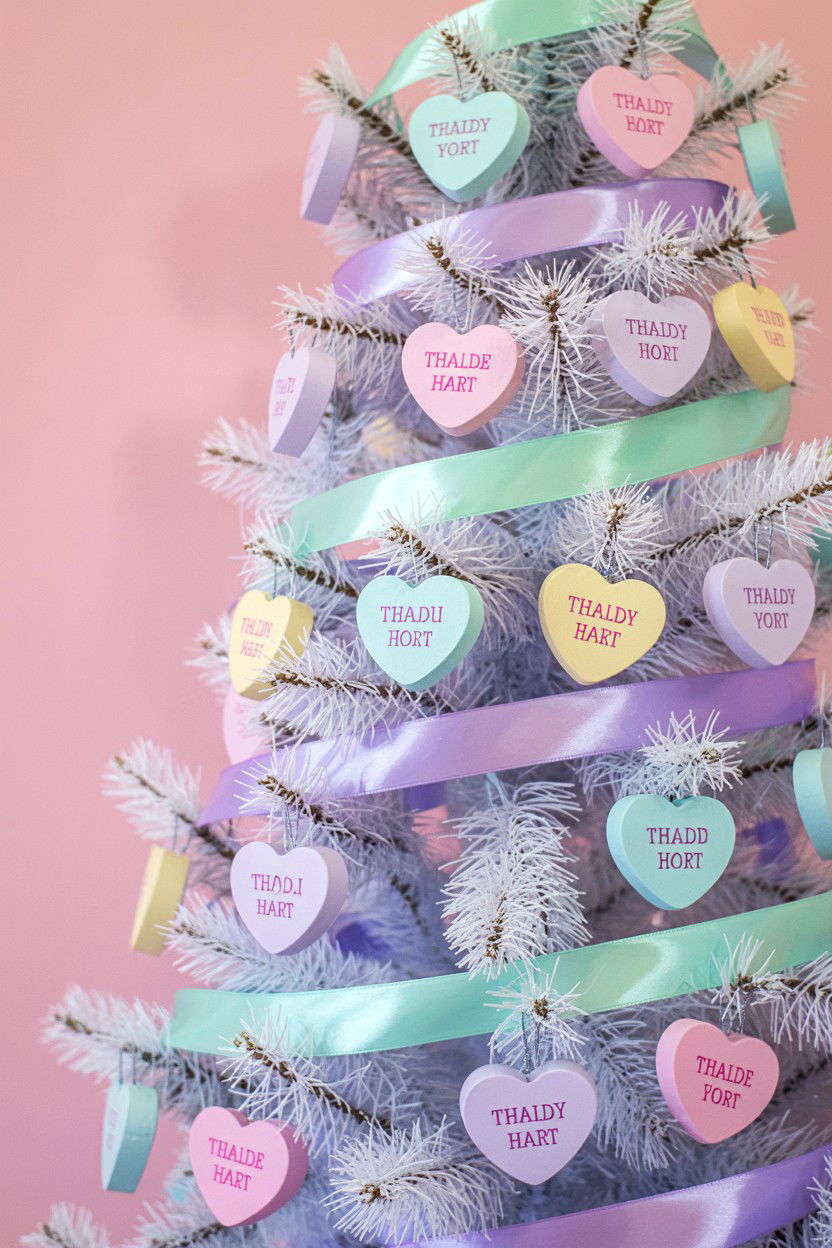 Candy Heart Tree - 25 Valentine's Day Tree Decorating Ideas