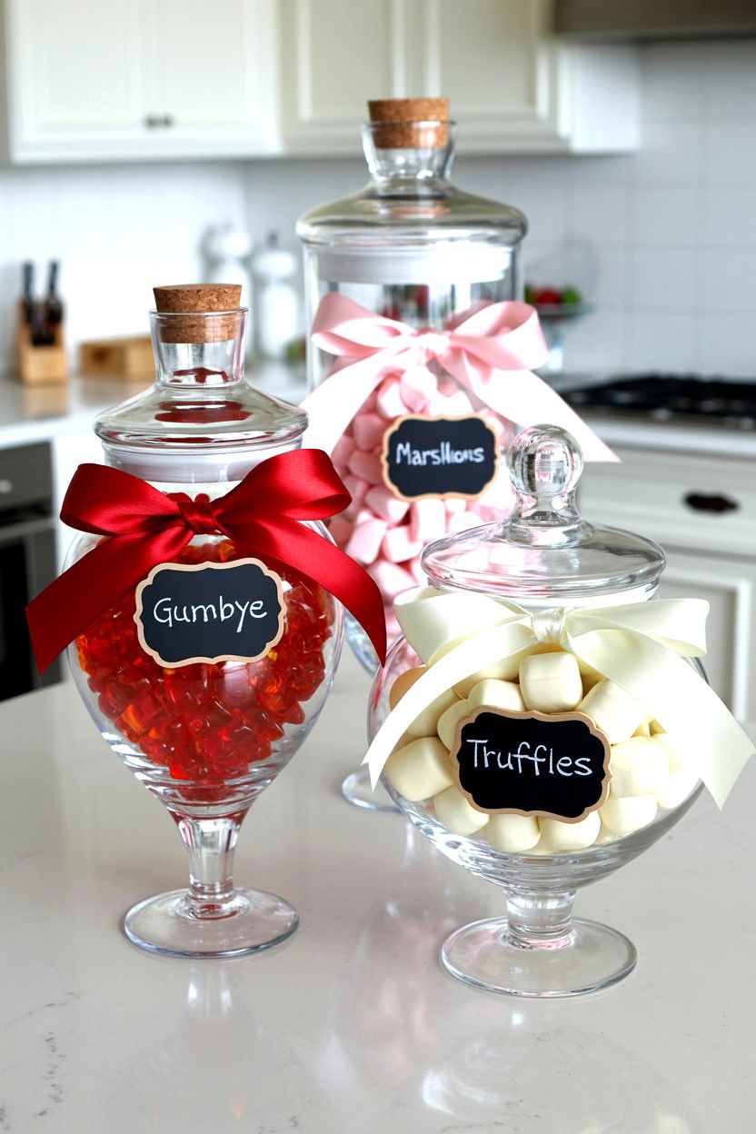 Candy Jar Display - 25 Dollar Store Valentine's Day Decor Ideas