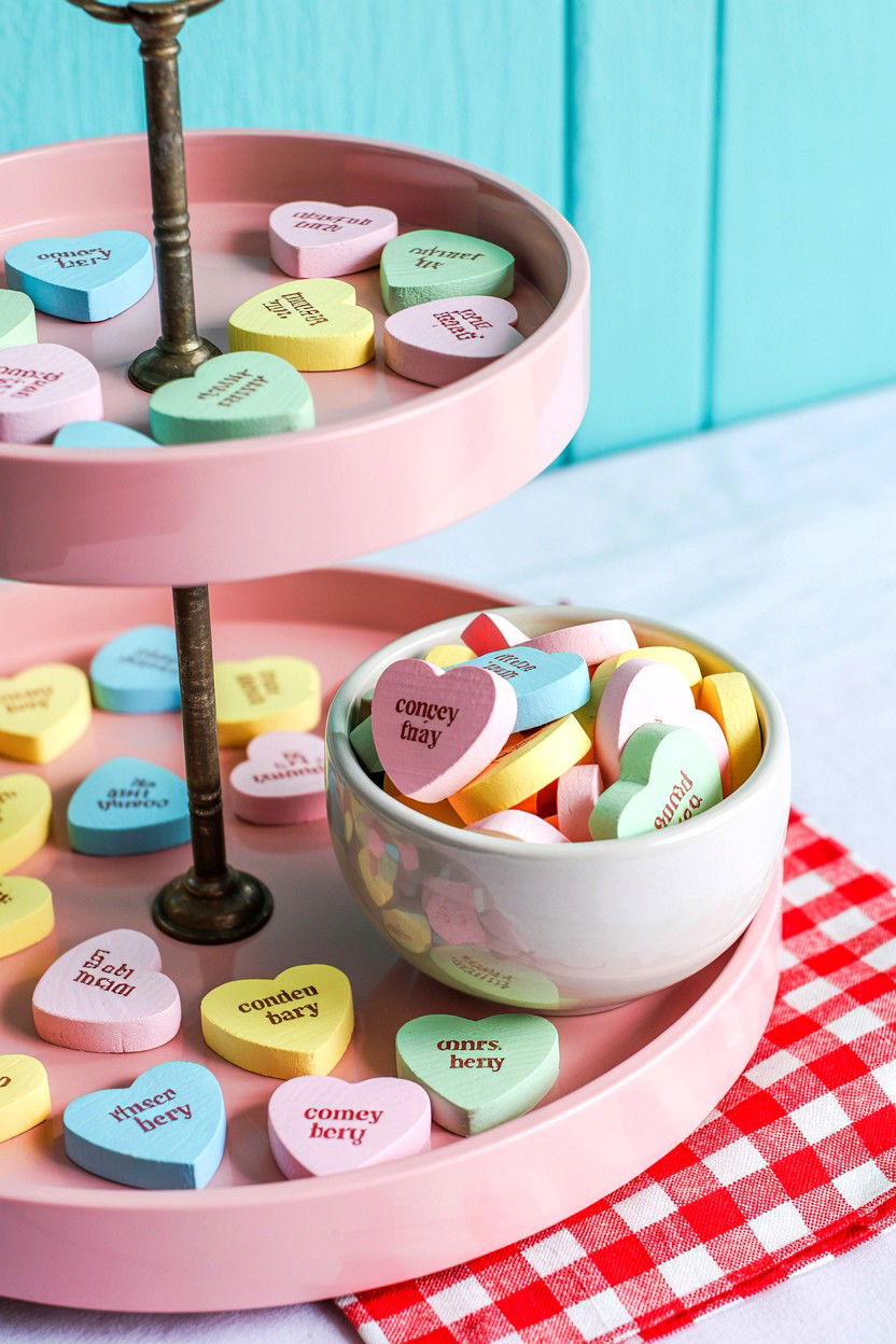 Candy heart tiered tray - 25 Modern Valentine's Day Tiered Tray Ideas