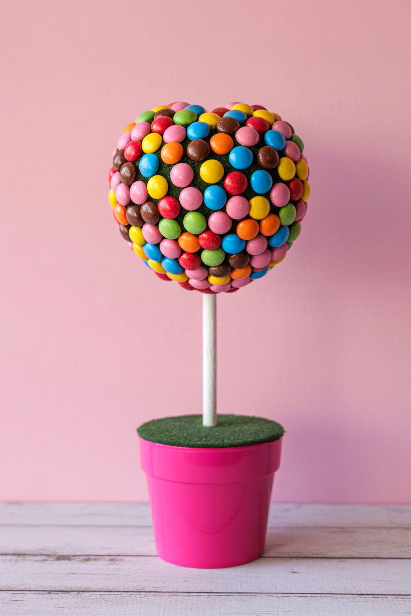 Candy heart topiary - 25 Valentine's Day Topiary Ideas