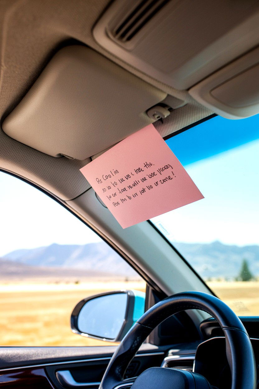 Car Sun Visor Love Note - 25 Valentine's Day Car Surprise Ideas
