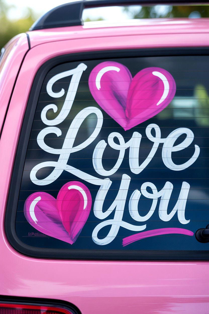 Car Window Paint Art - 25 Valentine's Day Car Surprise Ideas