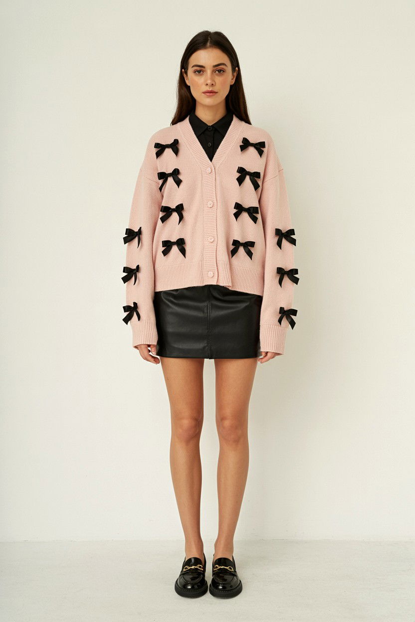 Cardigan With Bow Details - 25 Valentine's Day Cardigan Outfits