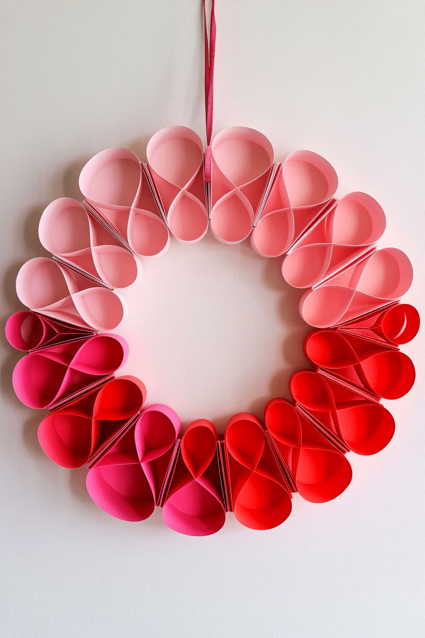 Cardstock Heart Wreath - 25 Paper Valentine's Day Wreath Ideas
