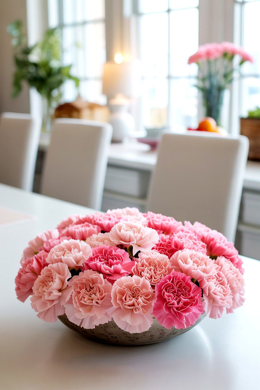 Carnation Centerpiece - 25 Budget Valentine's Day Flower Ideas