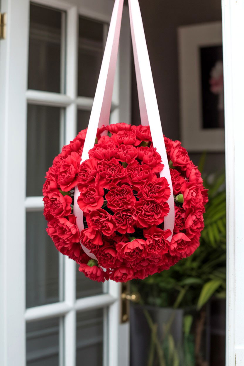 Carnation Flower Ball - 25 Valentine's Day Flower Display Ideas