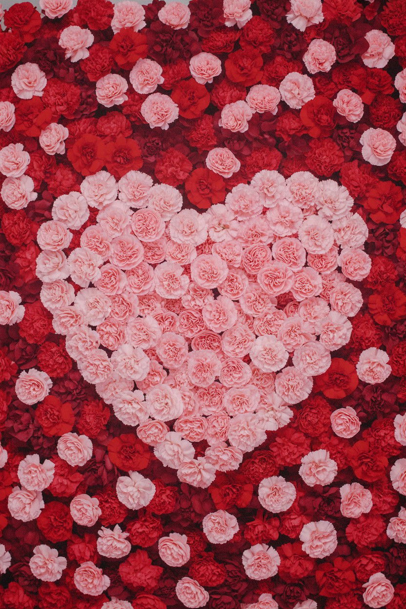 Carnation Heart Backdrop - 25 Valentine's Day Flower Heart Ideas