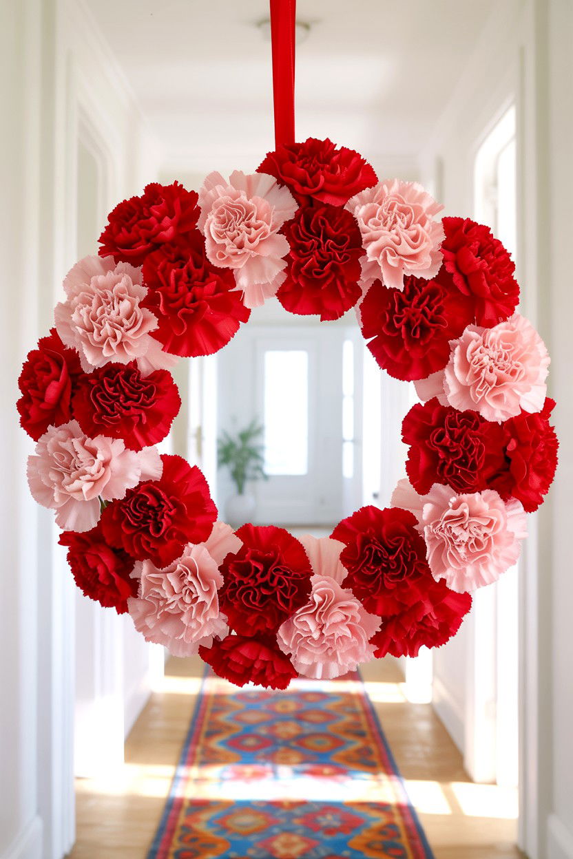 Carnation floral wreath - 25 Flower Valentine's Day Wreath Ideas