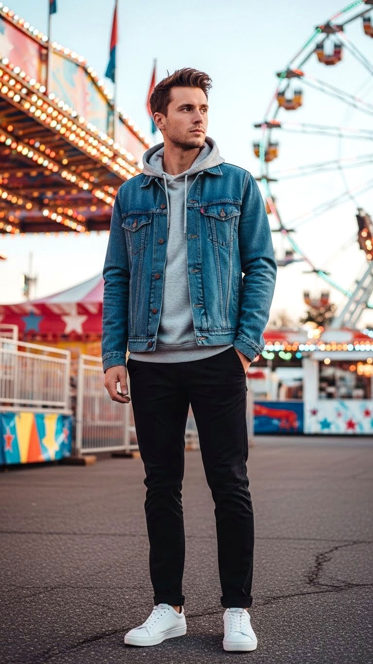 Casual denim jacket look - 25 valentine's day outfit ideas for men