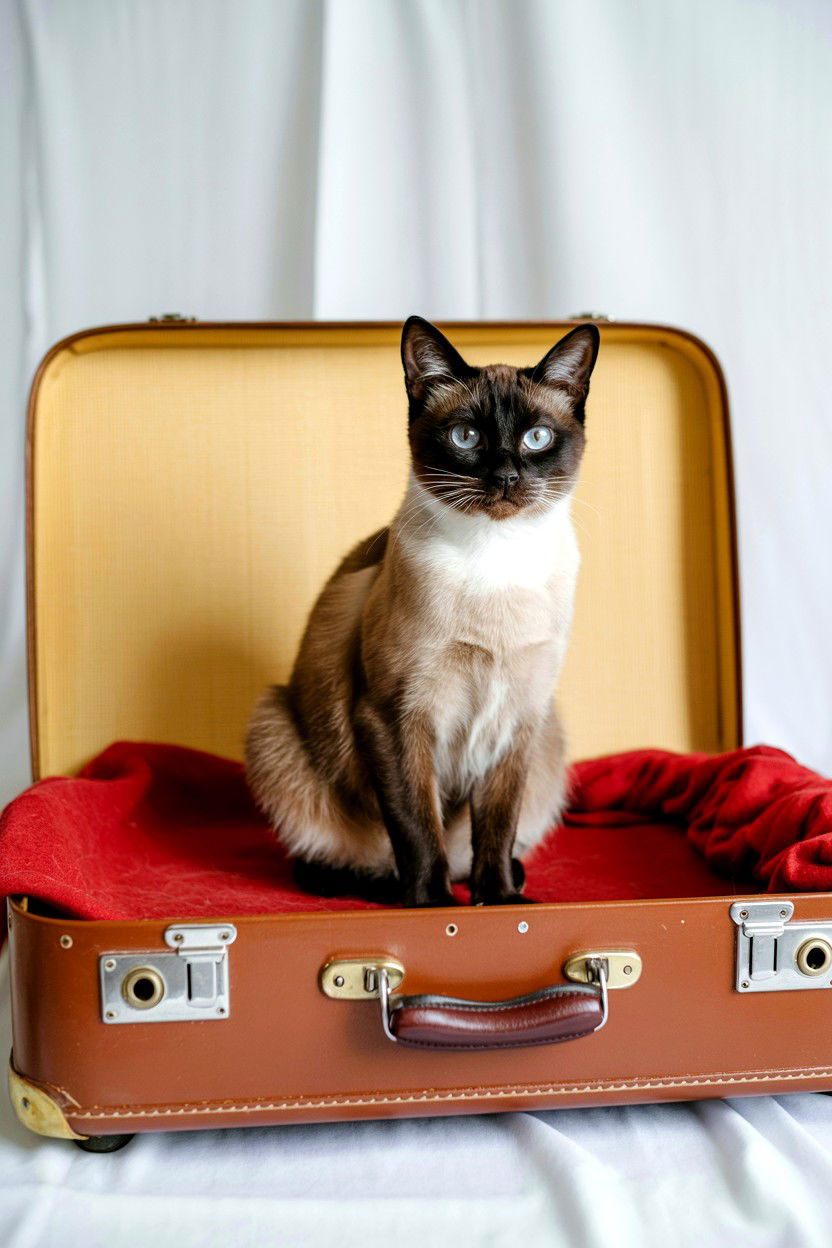 Cat In Vintage Suitcase - 25 Valentine's Day Pet Portrait Ideas