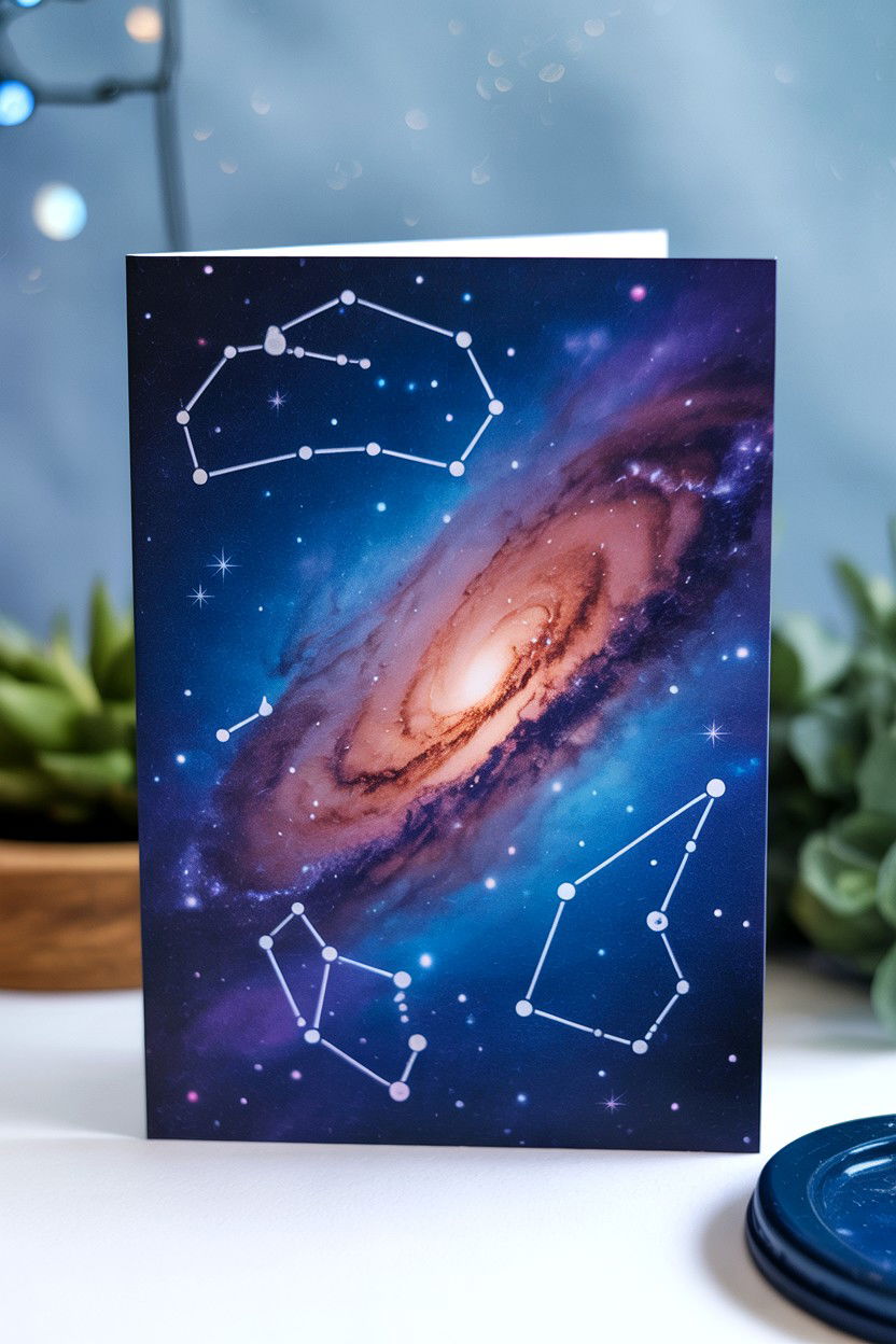 Celestial Galaxy Painted Card - 25 Romantic Valentine's Day Card Ideas