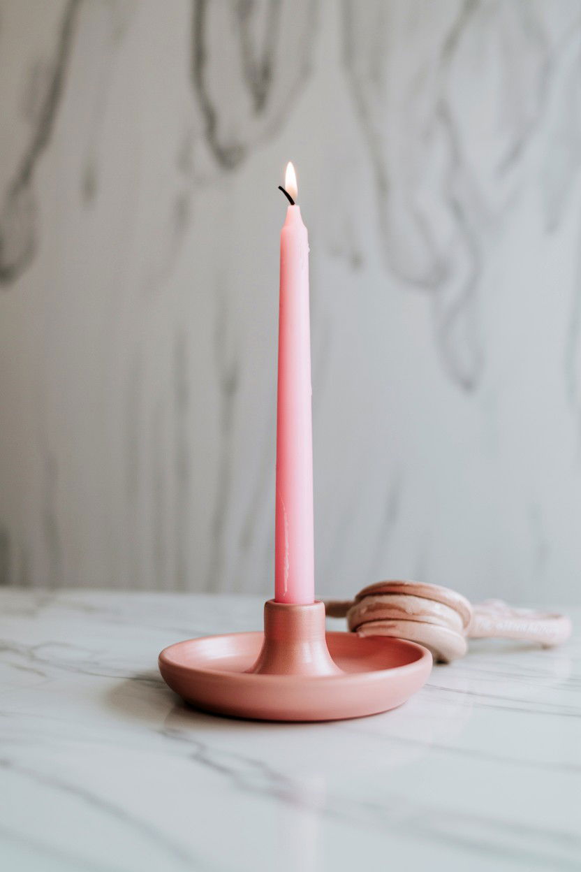 Ceramic Taper Candle Holder Pink - 25 Valentine's Day Taper Candle Ideas