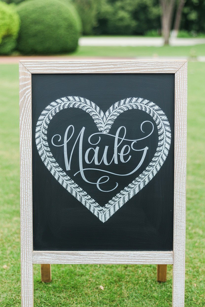 Chalkboard Heart Sign - 25 Valentine's Day Heart Sign Ideas
