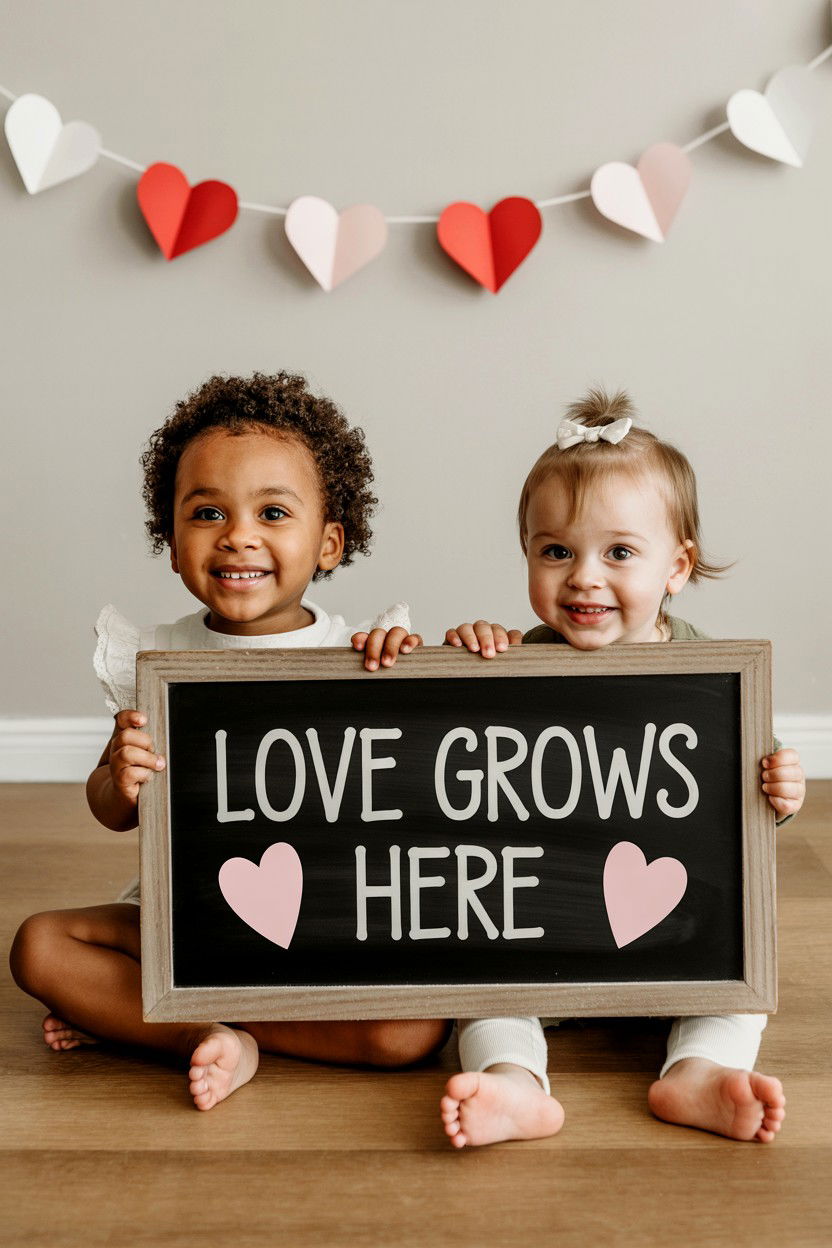Chalkboard Message Sign - 25 Valentine's Day Family Photo Ideas
