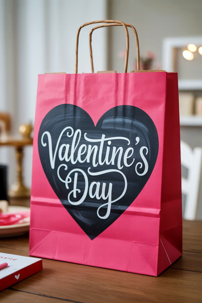 Chalkboard Paint Paper Bag - 25 Valentine's Day Paper Bag Ideas