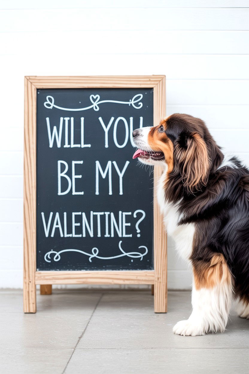 Chalkboard Sign For Pets - 25 Valentine's Day Pet Photoshoot Ideas