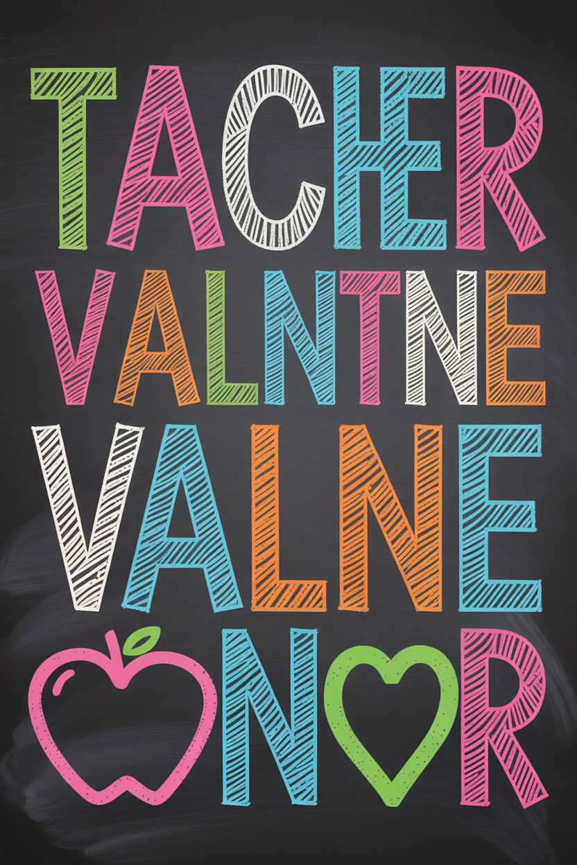 Chalkboard Teacher Valentine Card - 25 Valentine's Day Cards for Teachers