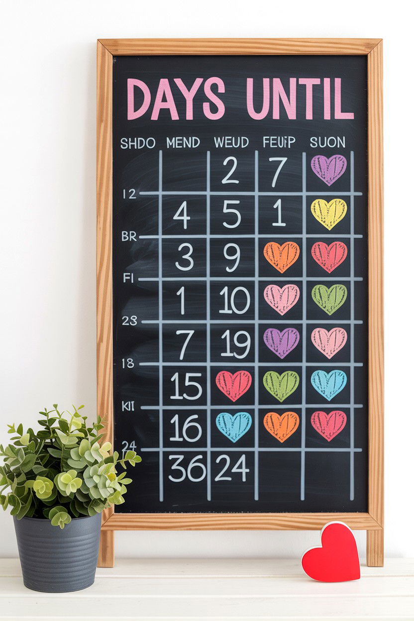 Chalkboard Valentine Countdown Sign - 25 Valentine's Day Countdown Calendar Ideas